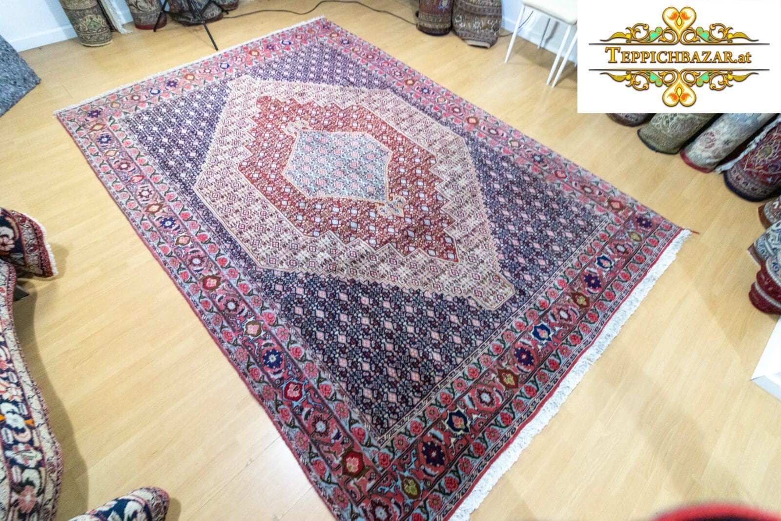 Perserteppich Senneh Bidjar 298 x 205 cm Schurwolle handgeknüpft