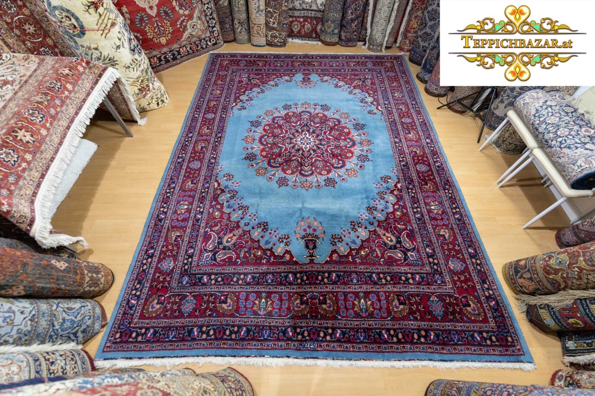 Perserteppich Sabzevar ca. 340 x 251 cm Wolle handgeknüpft