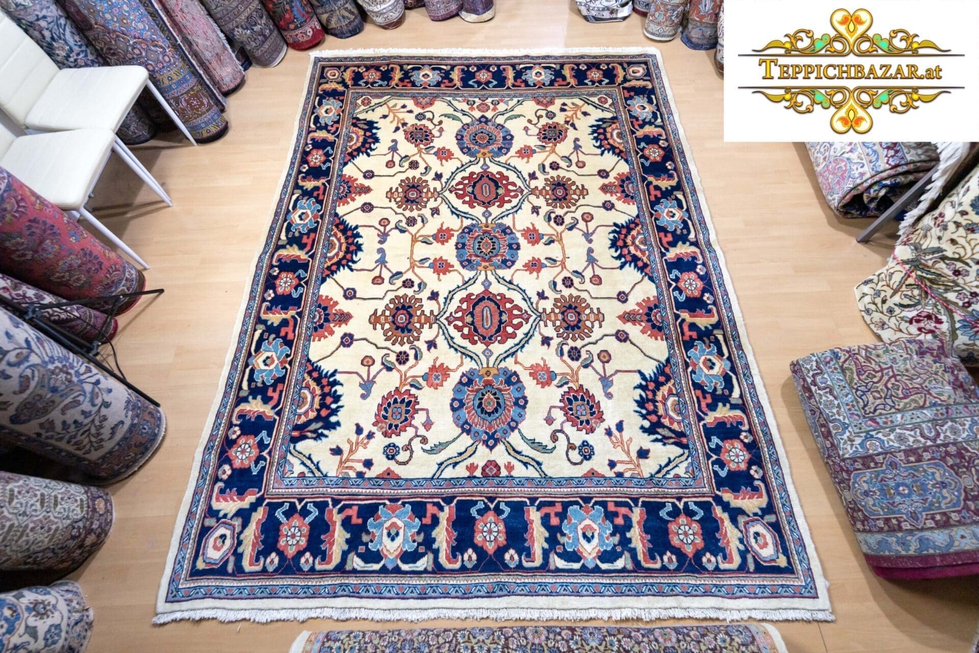 Perserteppich Sarough Farahan ca. 290x210 cm Wolle handgeknüpft