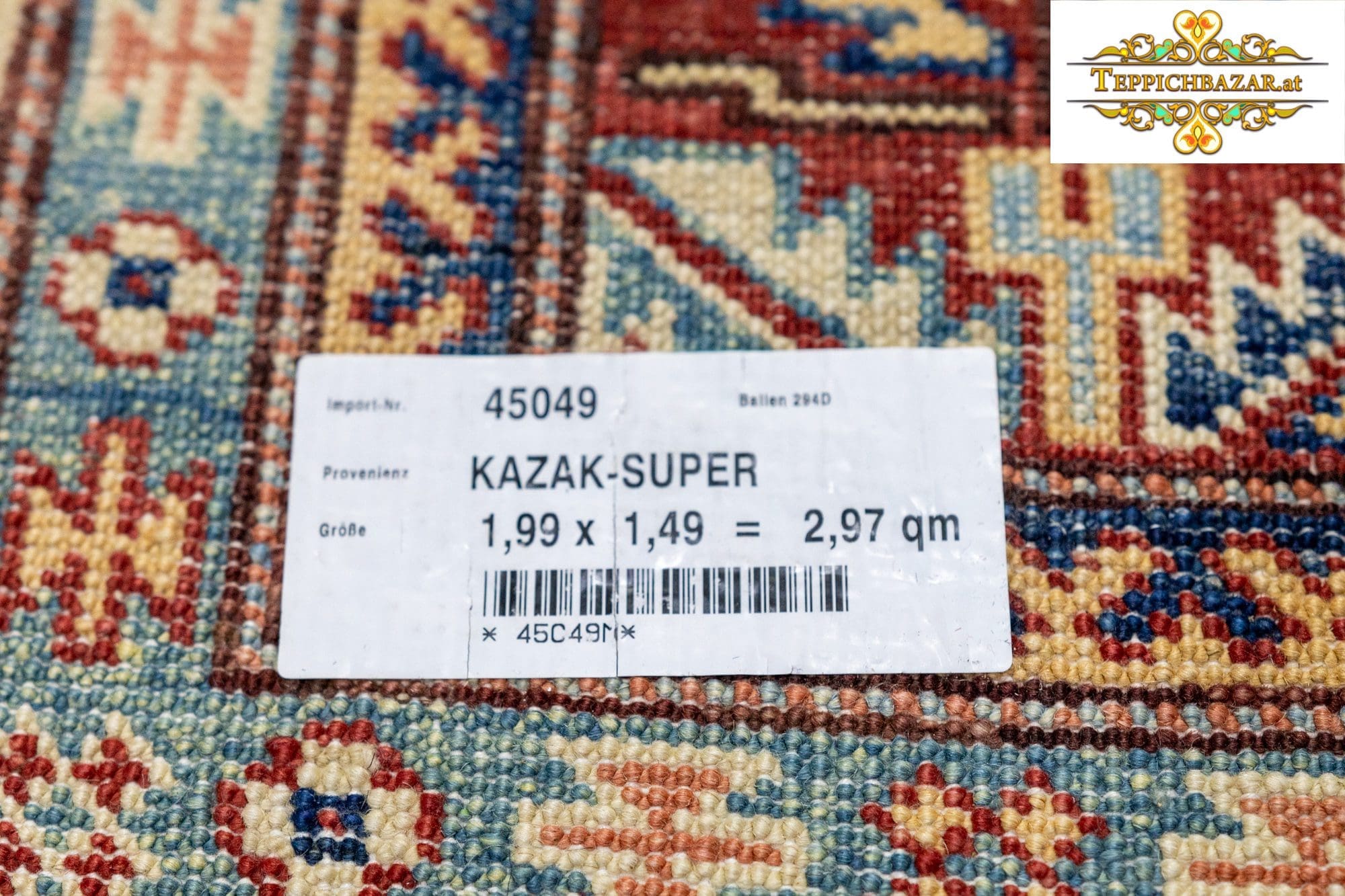 Orientteppich Kazak 199 x 149 cm handgeknüpft (Verkauft)