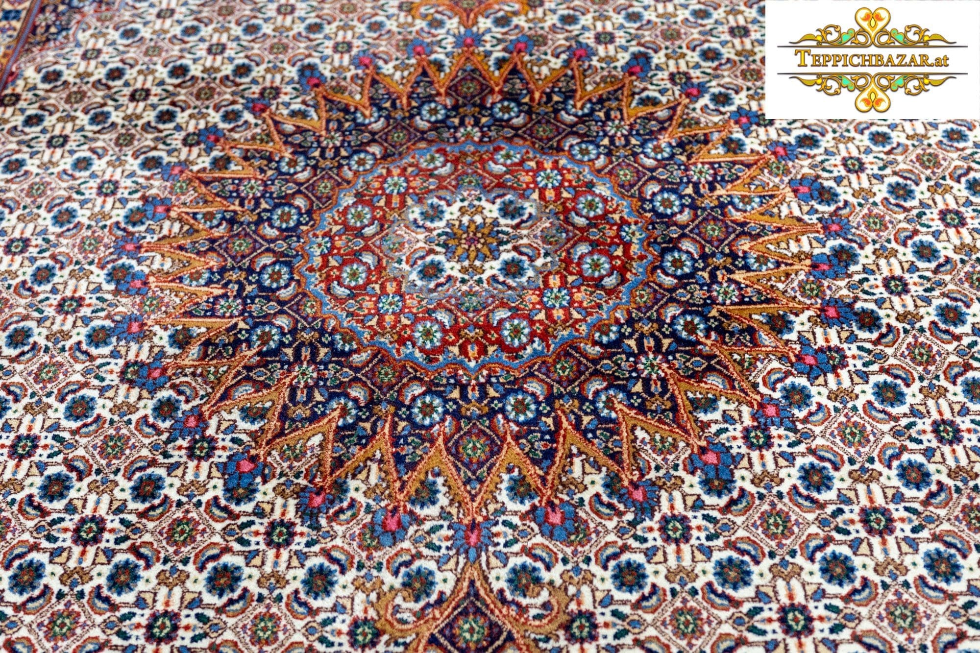 Perserteppich Moud 295x204 cm Wolle Seide handgeknüpft