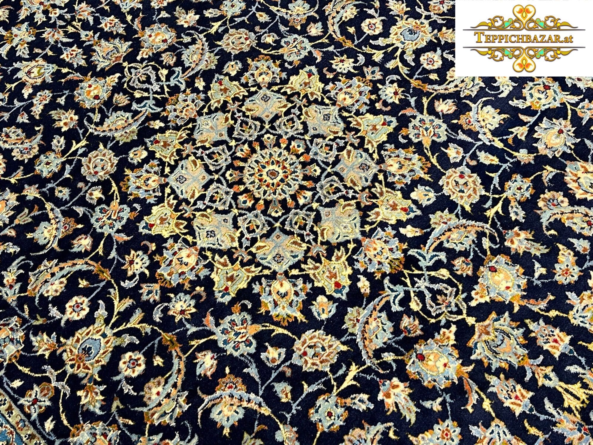 Perserteppich Kashan 314 x 200 cm Wolle Seide handgeknüpft