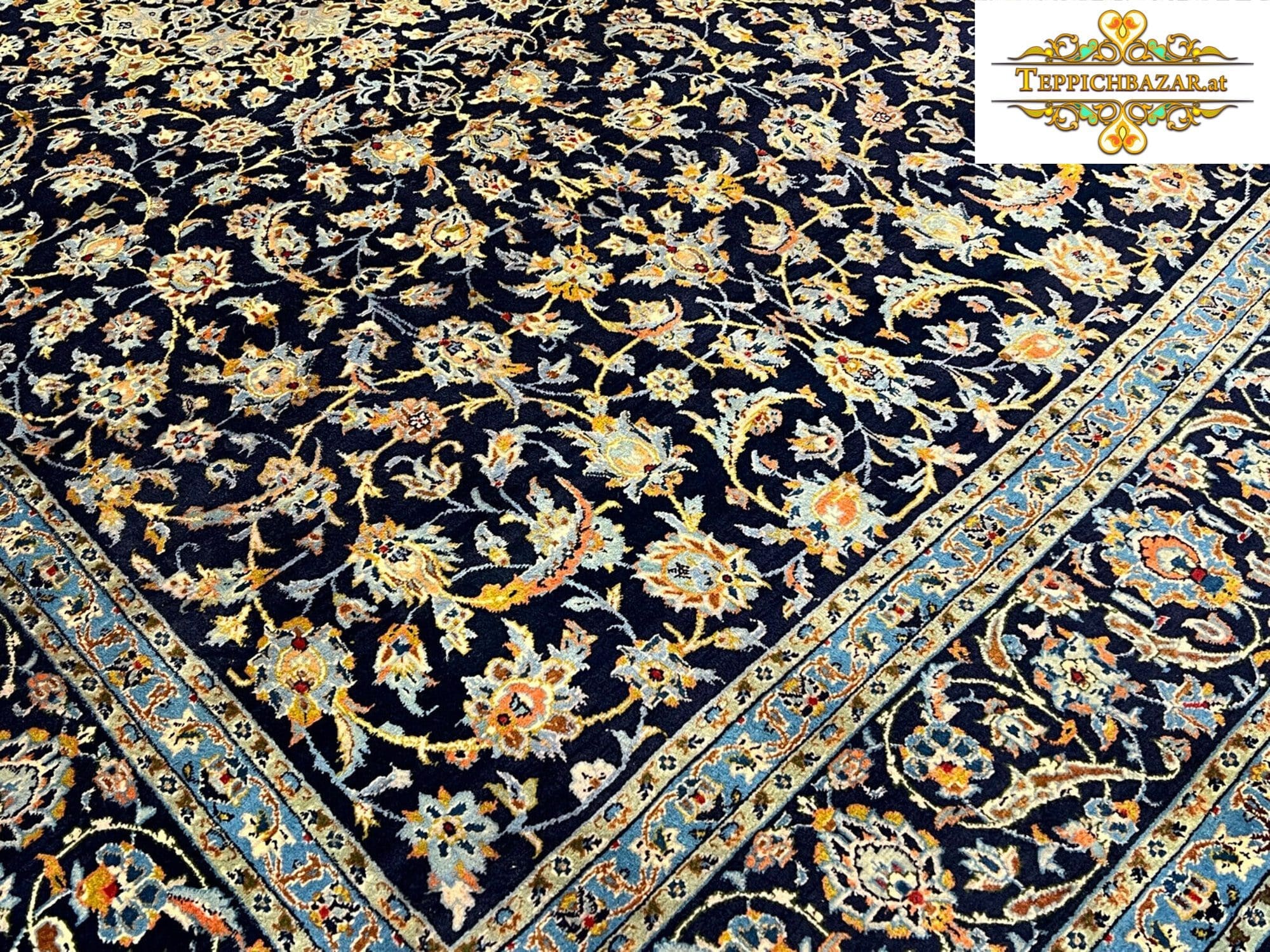 Perserteppich Kashan 314 x 200 cm Wolle Seide handgeknüpft