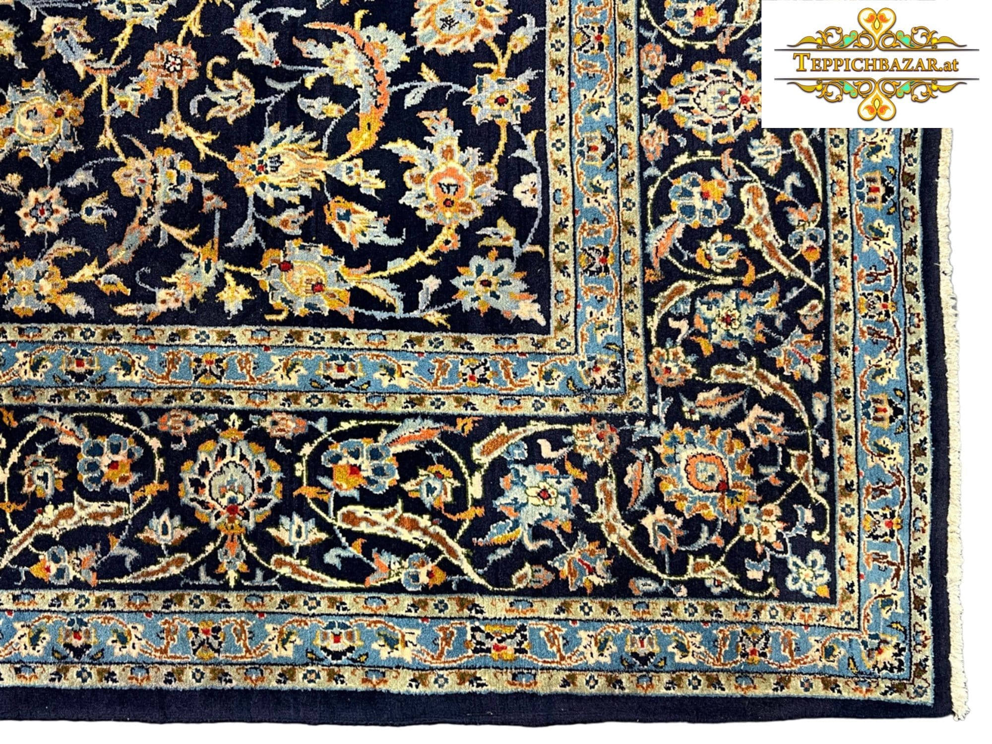 Perserteppich Kashan 314 x 200 cm Wolle Seide handgeknüpft