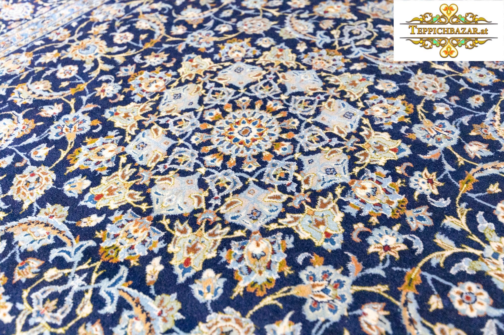 Perserteppich Kashan 314 x 200 cm Wolle Seide handgeknüpft