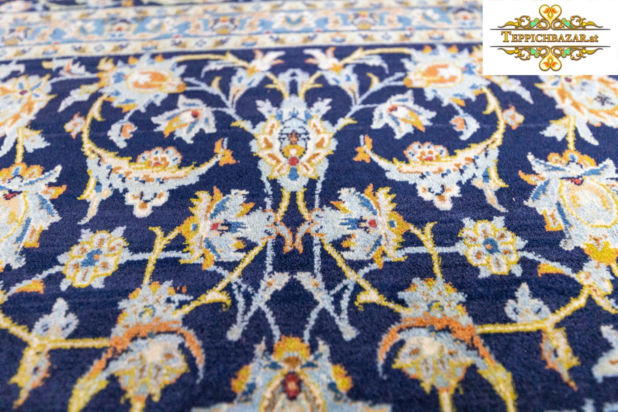 Perserteppich Kashan 314 x 200 cm Wolle Seide handgeknüpft