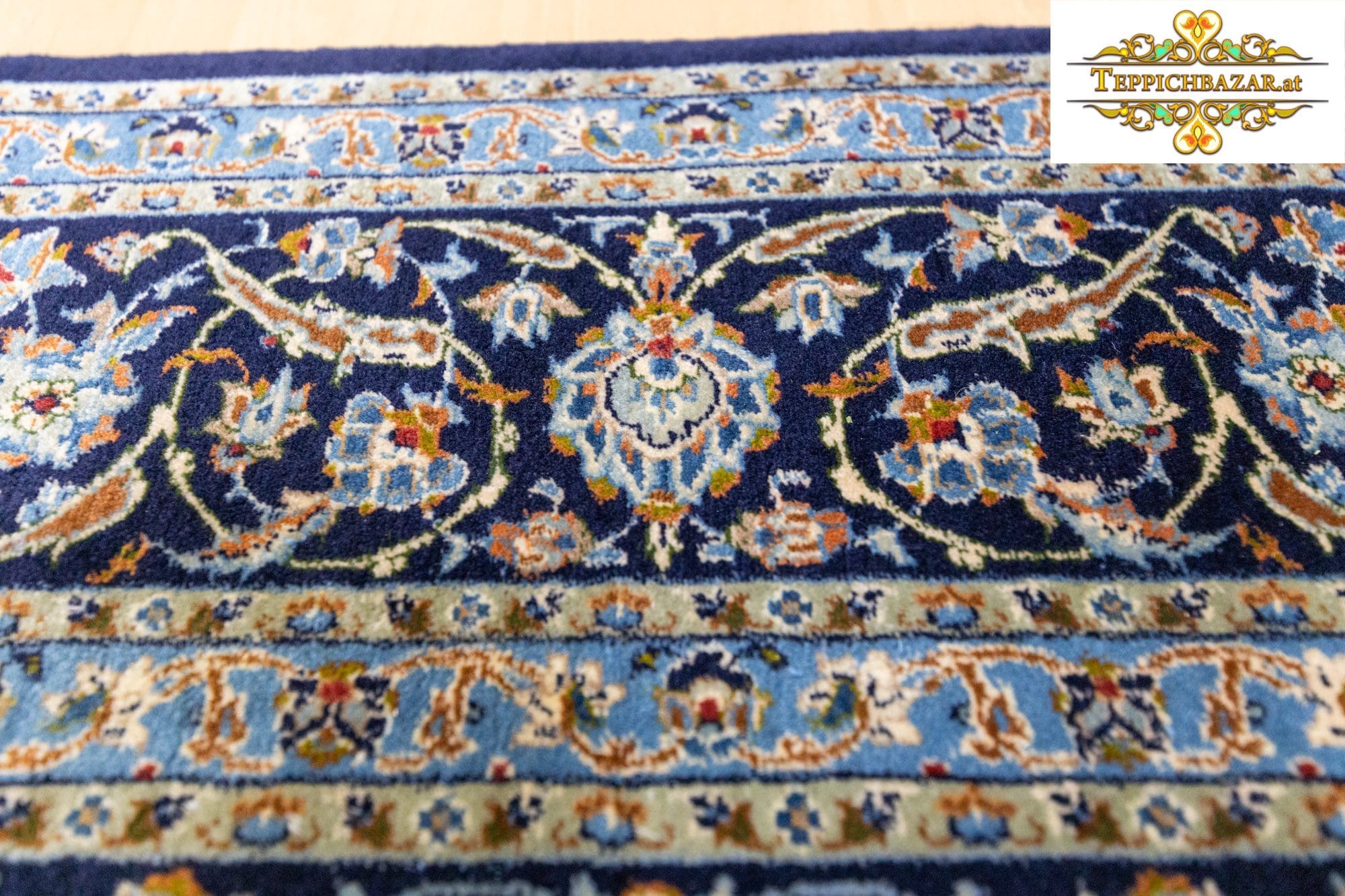 Perserteppich Kashan 314 x 200 cm Wolle Seide handgeknüpft