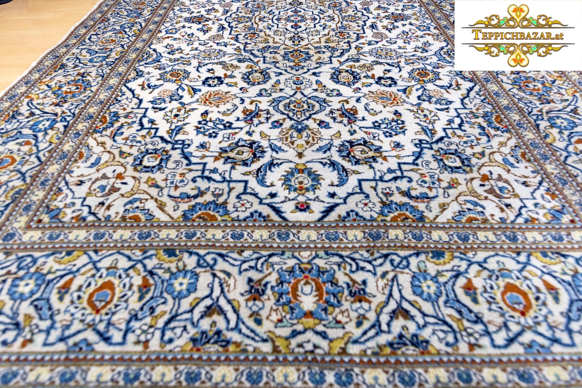 Perserteppich Kashan 292 x 202 cm Wolle handgeknüpft