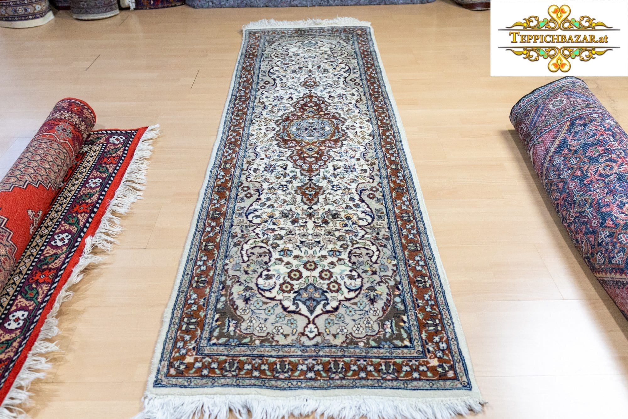 Orientteppich Indien 239 x 62 cm Wolle handgeknüpft (Verkauft)