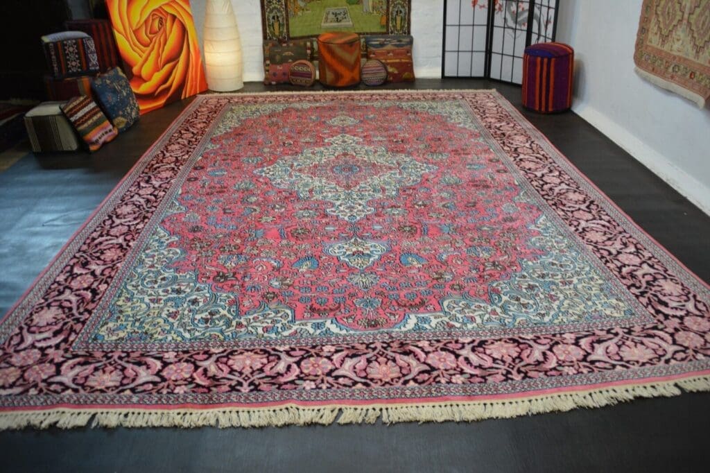 nr-48-handgeknupfter-original-teppich-aus-kaschmir-und-seide-fein-ca-373-2 Orientteppich ca. 373 x 273 cm Seide handgeknüpft