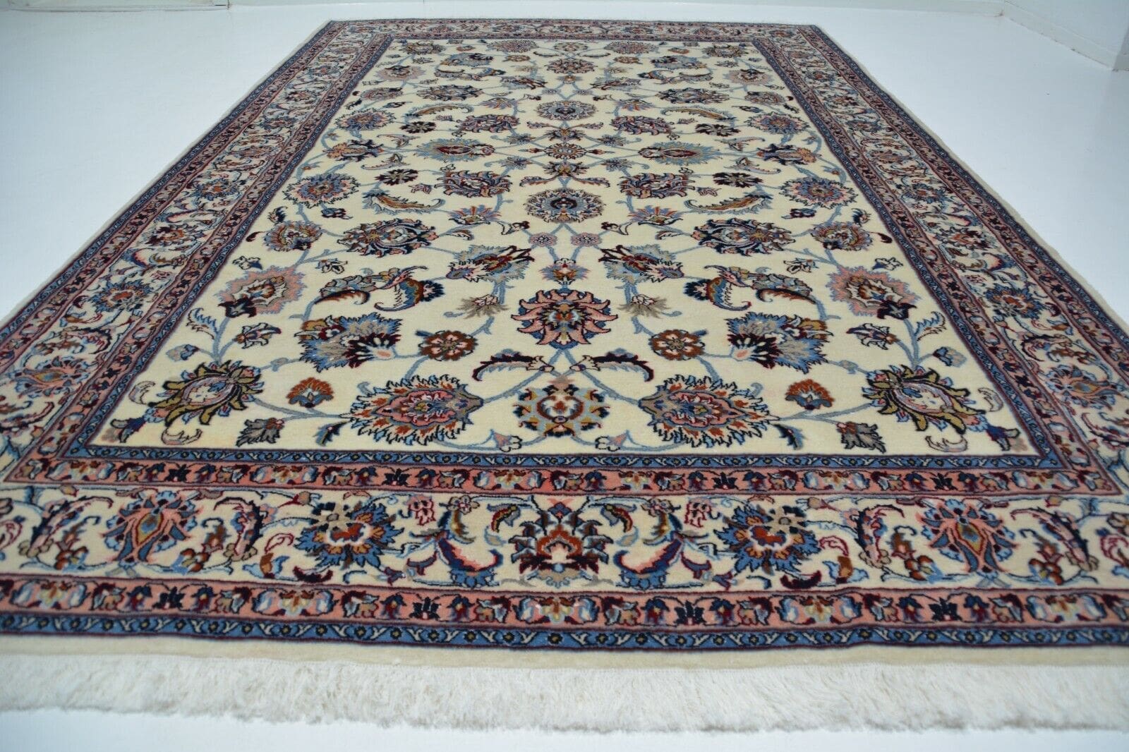 Handgeknüpfter Kashan Perserteppich, 296 × 193 cm, Wolle & Seide