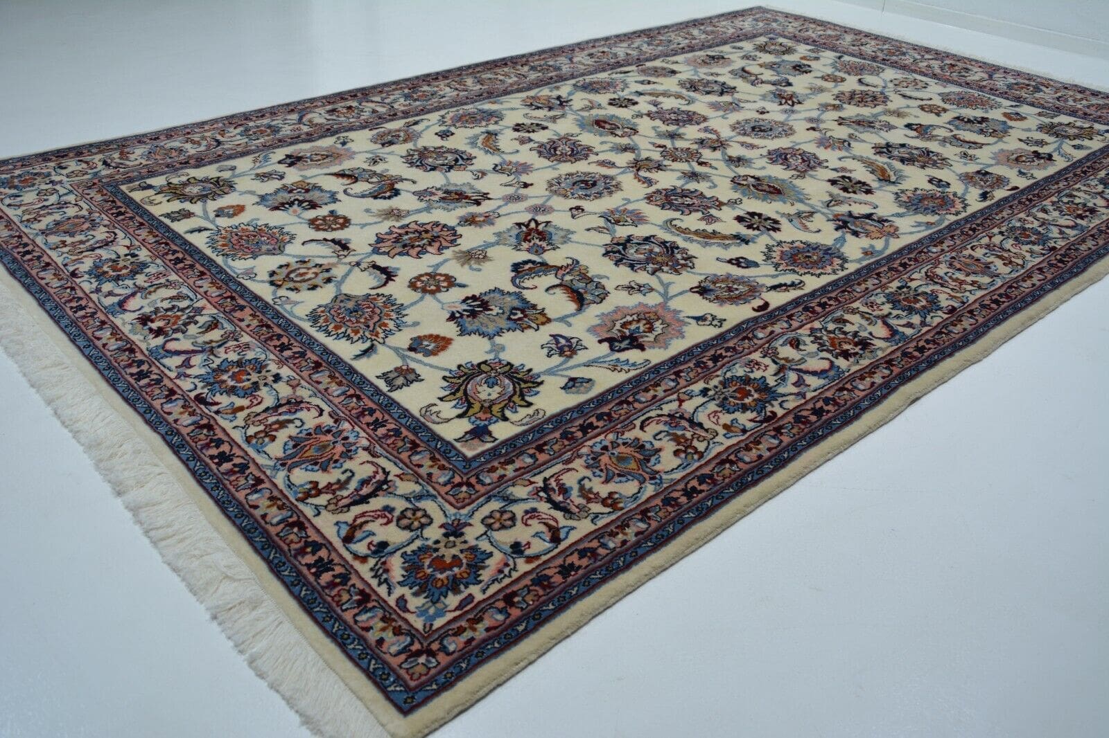 Handgeknüpfter Kashan Perserteppich, 296 × 193 cm, Wolle & Seide
