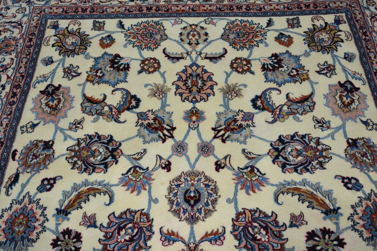 Handgeknüpfter Kashan Perserteppich, 296 × 193 cm, Wolle & Seide