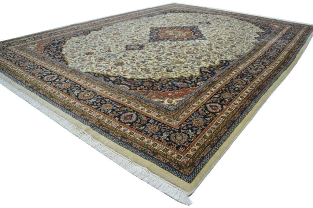 nr-eck4496-handgeknupfter-indischer-wollteppich-aus-kaschmir-ca-344-x-250-cm-1 Orientteppich Indien 344 x 250 cm Wolle handgeknüpft