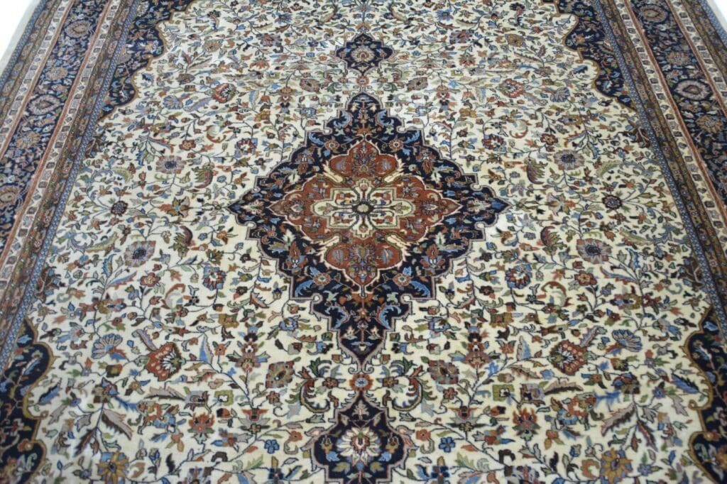 nr-eck4496-handgeknupfter-indischer-wollteppich-aus-kaschmir-ca-344-x-250-cm-2 Orientteppich Indien 344 x 250 cm Wolle handgeknüpft