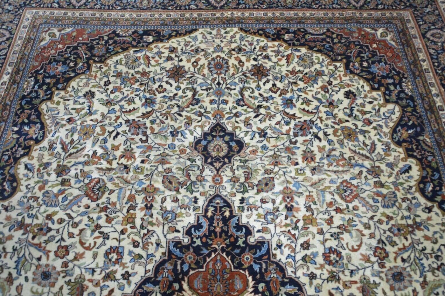 nr-eck4496-handgeknupfter-indischer-wollteppich-aus-kaschmir-ca-344-x-250-cm-3 Orientteppich Indien 344 x 250 cm Wolle handgeknüpft