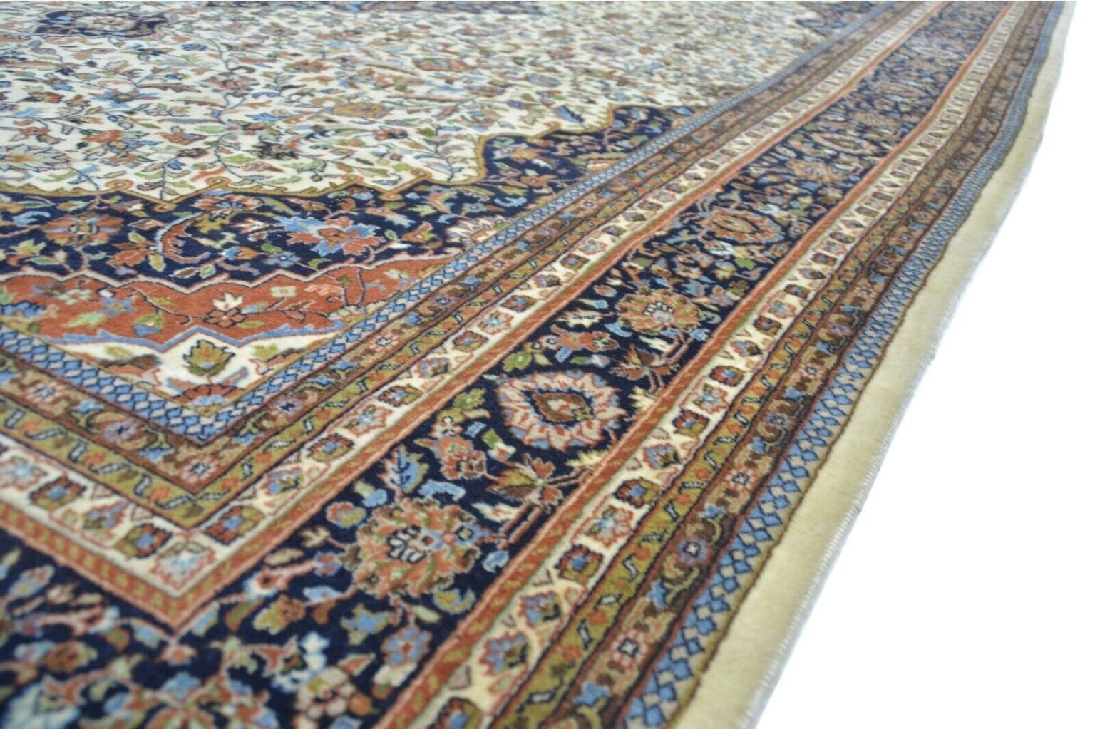 nr-eck4496-handgeknupfter-indischer-wollteppich-aus-kaschmir-ca-344-x-250-cm-6 Orientteppich Indien 344 x 250 cm Wolle handgeknüpft