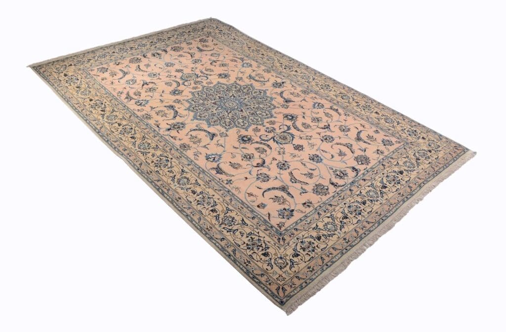 h1-handgeknupfter-orientteppich-perser-nain-9-la-in-rosa-300x200-cm-aus-1 Perserteppich Nain 300x200 cm Schurwolle handgeknüpft