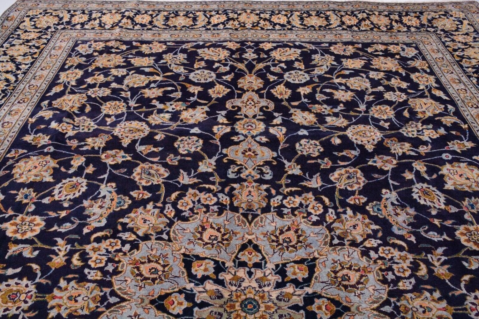 Perserteppich Kashan 406 x 280 cm Wolle handgeknüpft