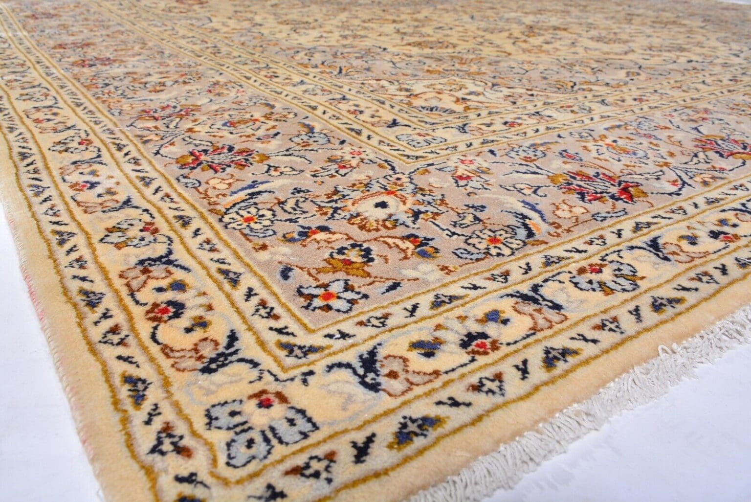 h1-handgeknupfter-orientteppich-perser-kashan-in-beige-350-x-245-cm-neuwertig-3 Perserteppich Kashan 350 x 245 cm Wolle handgeknüpft