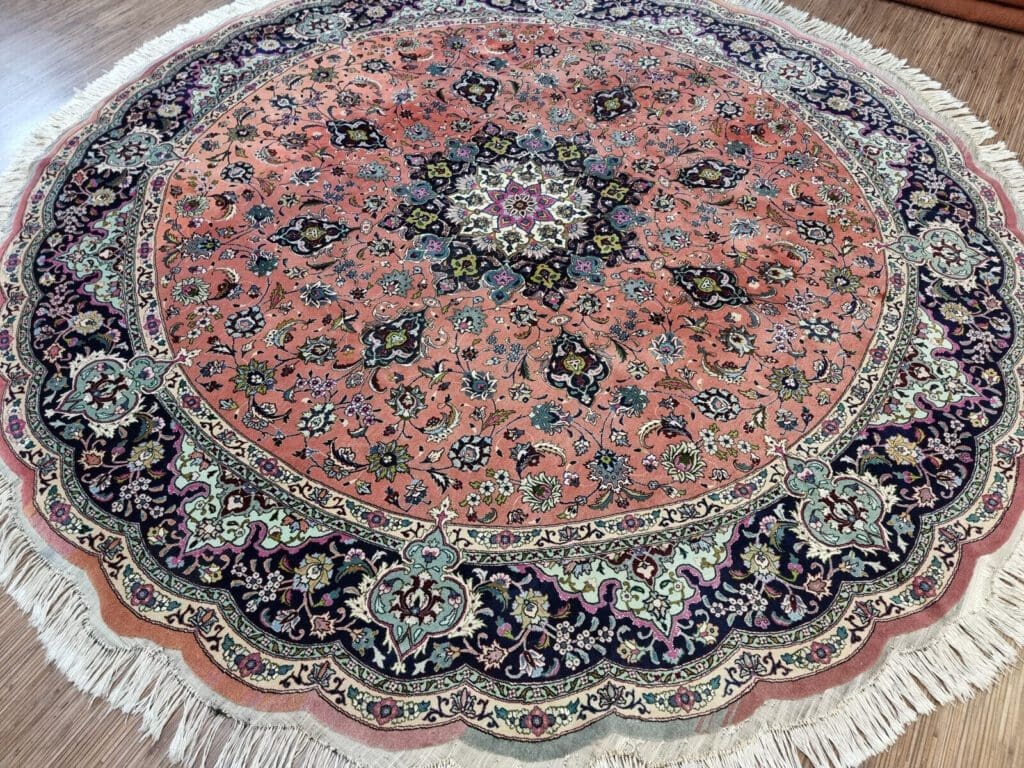 h1-221141-wunderschoner-original-persischer-tabriz-teppich-rund-1-1 Perserteppich Täbriz 256 cm Korkwolle handgeknüpft (Verkauft)