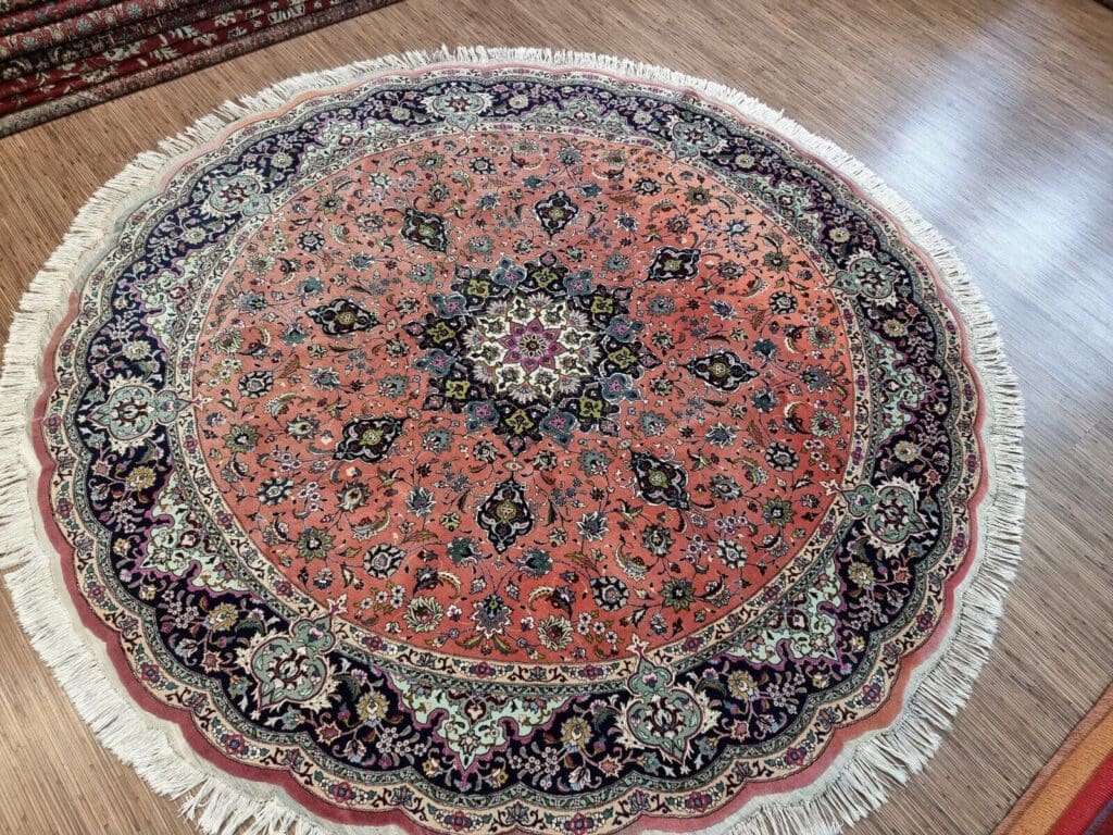 h1-221141-wunderschoner-original-persischer-tabriz-teppich-rund-1-3 Perserteppich Täbriz 256 cm Korkwolle handgeknüpft (Verkauft)