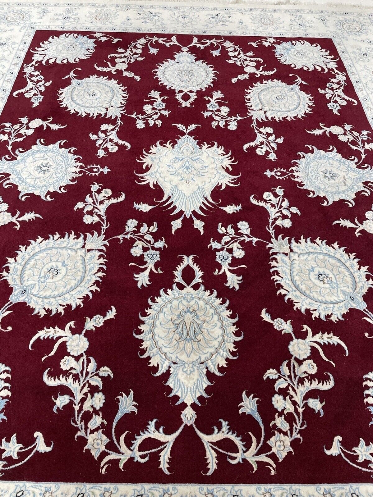nain-6la-super-fein-perserteppich-300x250-cm-500000-knoten-m-dunkel-rot-3 Perserteppich Nain 300x250 cm Seide handgeknüpft