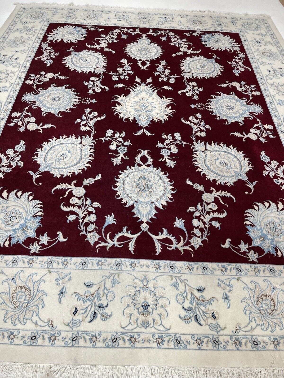 nain-6la-super-fein-perserteppich-300x250-cm-500000-knoten-m-dunkel-rot-6 Perserteppich Nain 300x250 cm Seide handgeknüpft