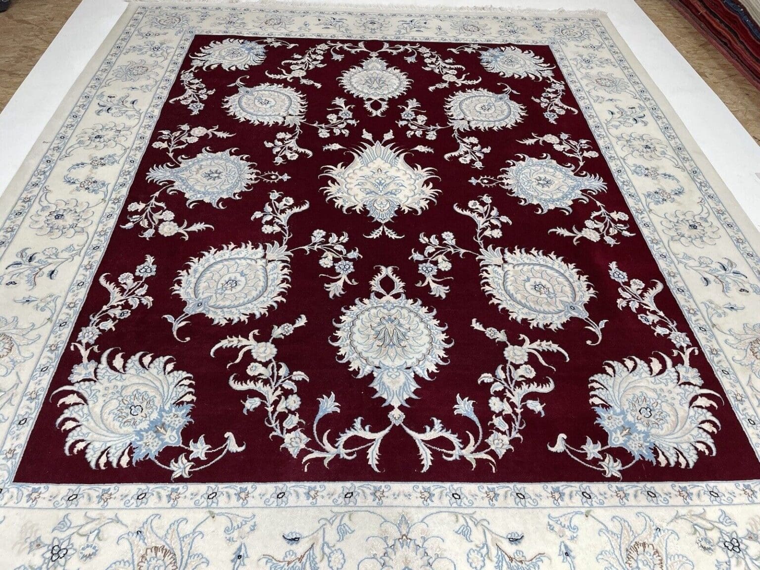 nain-6la-super-fein-perserteppich-300x250-cm-500000-knoten-m-dunkel-rot-7 Perserteppich Nain 300x250 cm Seide handgeknüpft
