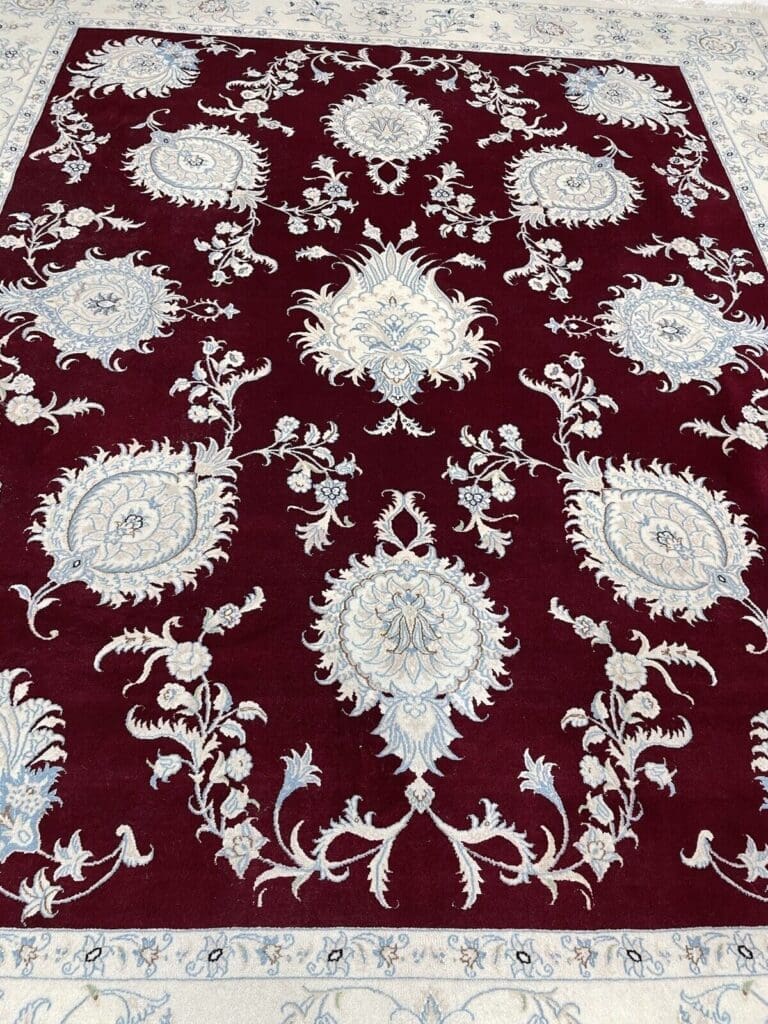 nain-6la-super-fein-perserteppich-300x250-cm-500000-knoten-m-dunkel-rot-8 Perserteppich Nain 300x250 cm Seide handgeknüpft