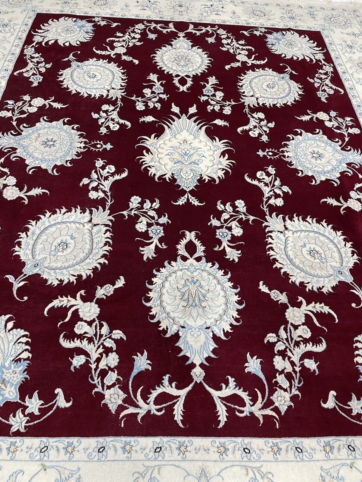 nain-6la-super-fein-perserteppich-300x250-cm-500000-knoten-m-dunkel-rot-8 Perserteppich Nain 300x250 cm Seide handgeknüpft