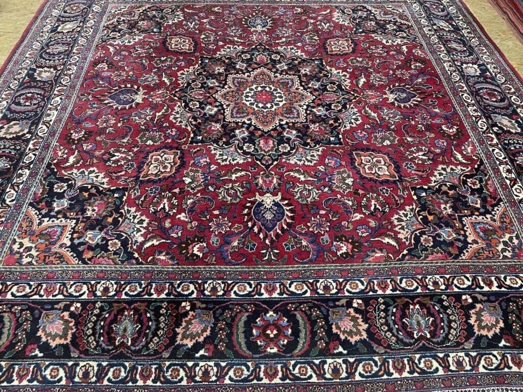 quadratischer-perserteppich-300x300-cm-hochwertiger-handgeknupfter-teppich-1 Perserteppich Maschad 300 x 300 cm Wolle handgeknüpft