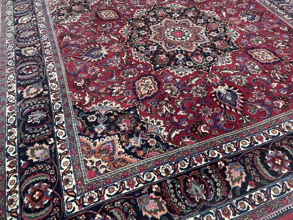 quadratischer-perserteppich-300x300-cm-hochwertiger-handgeknupfter-teppich-4 Perserteppich Maschad 300 x 300 cm Wolle handgeknüpft