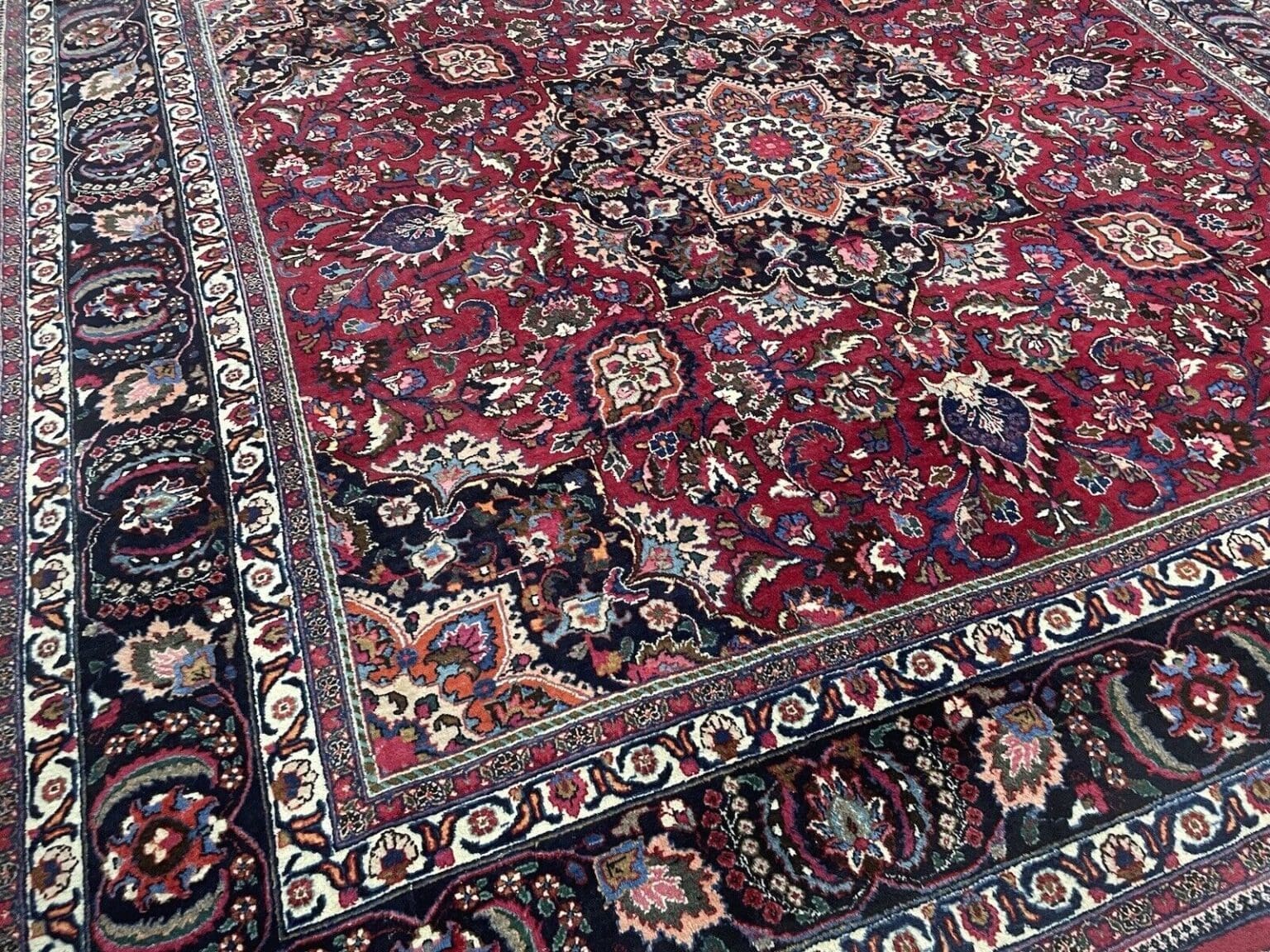 quadratischer-perserteppich-300x300-cm-hochwertiger-handgeknupfter-teppich-4 Perserteppich Maschad 300 x 300 cm Wolle handgeknüpft