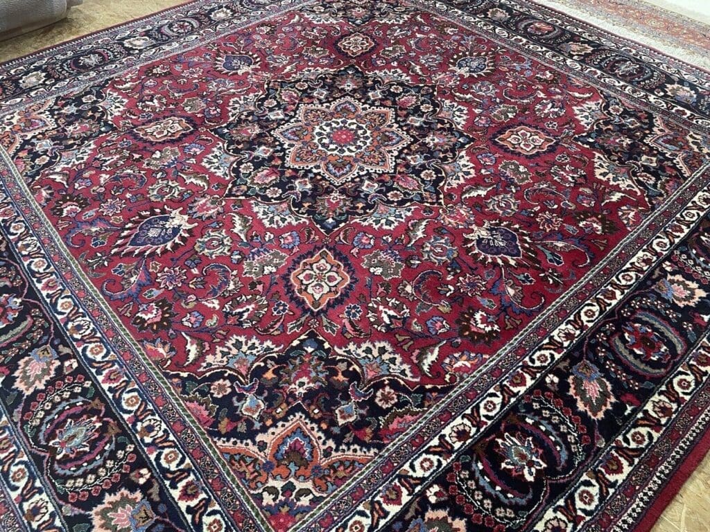 quadratischer-perserteppich-300x300-cm-hochwertiger-handgeknupfter-teppich-6 Perserteppich Maschad 300 x 300 cm Wolle handgeknüpft