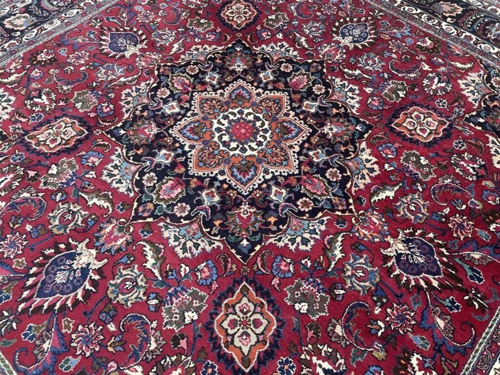 quadratischer-perserteppich-300x300-cm-hochwertiger-handgeknupfter-teppich-8 Perserteppich Maschad 300 x 300 cm Wolle handgeknüpft