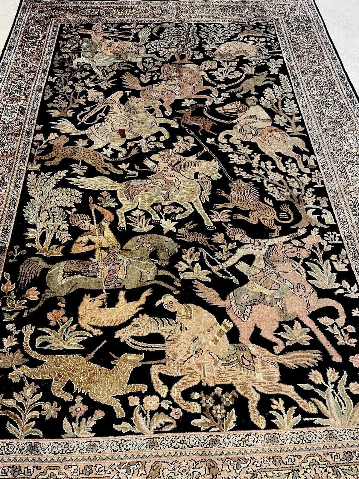 Orientteppich Kashmir 270 x 185 cm Seide handgeknüpft