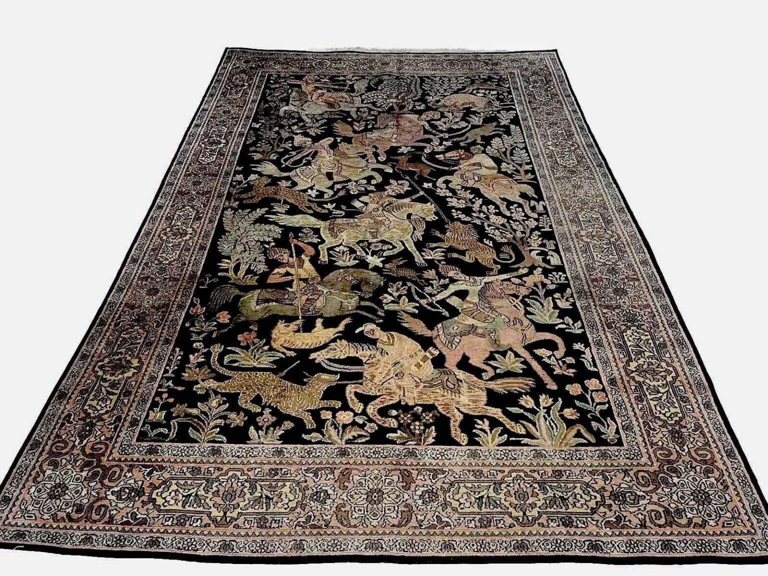 Orientteppich Kashmir 270 x 185 cm Seide handgeknüpft