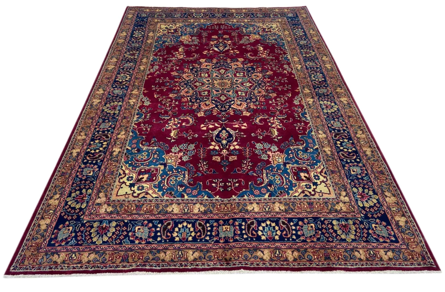 maschhad-perserteppich-301-x-195-cm-180000-knoten-m-florales-muster-1-1 Perserteppich Maschhad 301 x 195 cm Wolle handgeknüpft