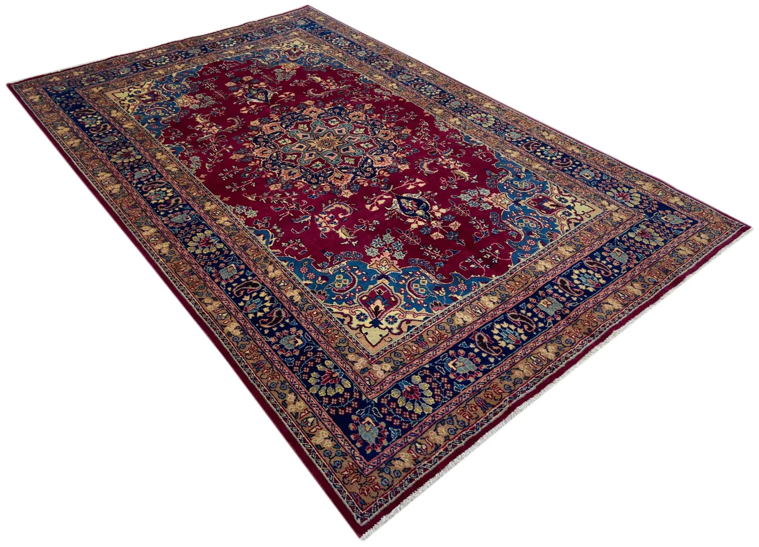 maschhad-perserteppich-301-x-195-cm-180000-knoten-m-florales-muster-1-2 Perserteppich Maschhad 301 x 195 cm Wolle handgeknüpft