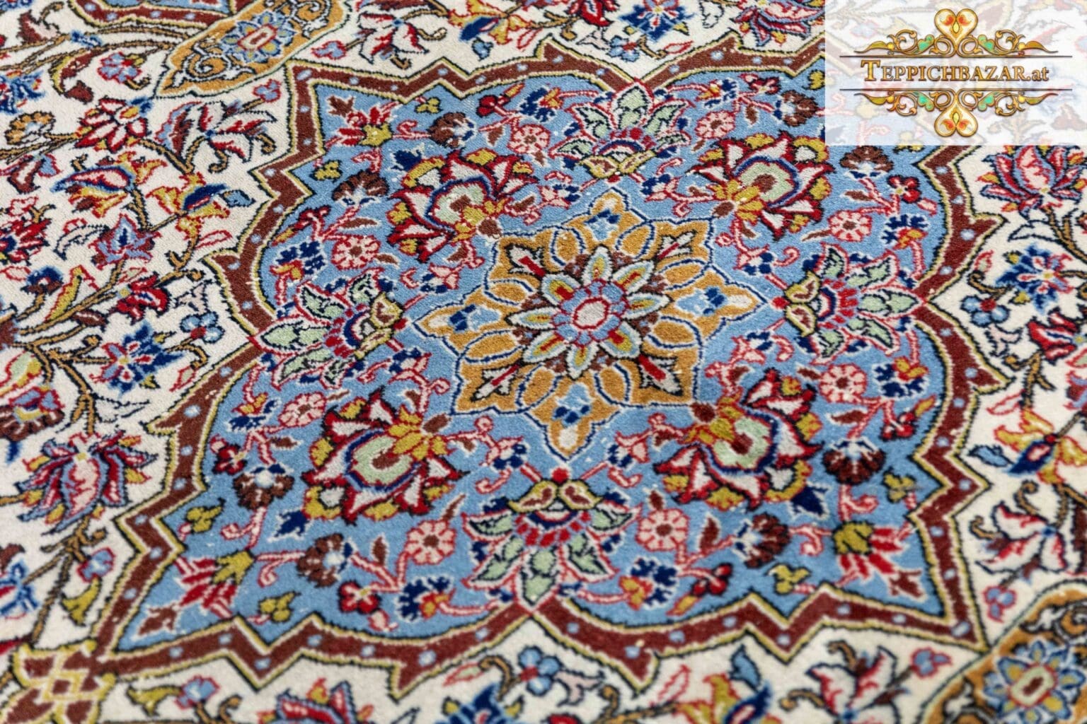 Perserteppich Kashan 287 x 200 cm Wolle handgeknüpft