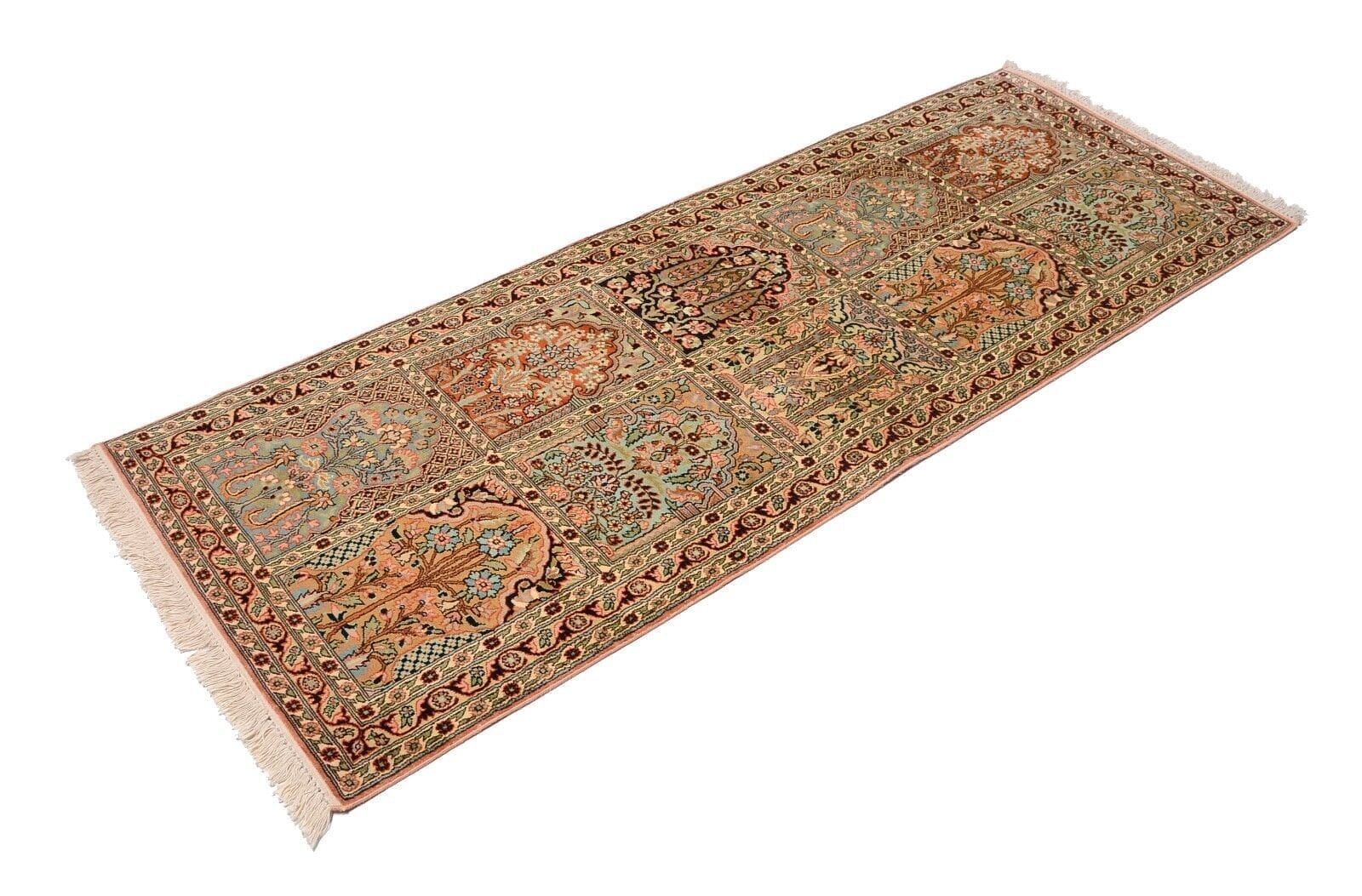 Orientteppich Kaschmir 210 x 76 cm Seide handgeknüpft