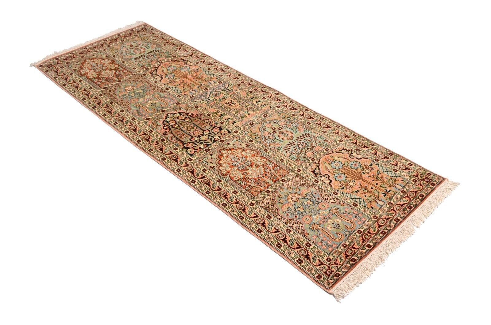 Orientteppich Kaschmir 210 x 76 cm Seide handgeknüpft