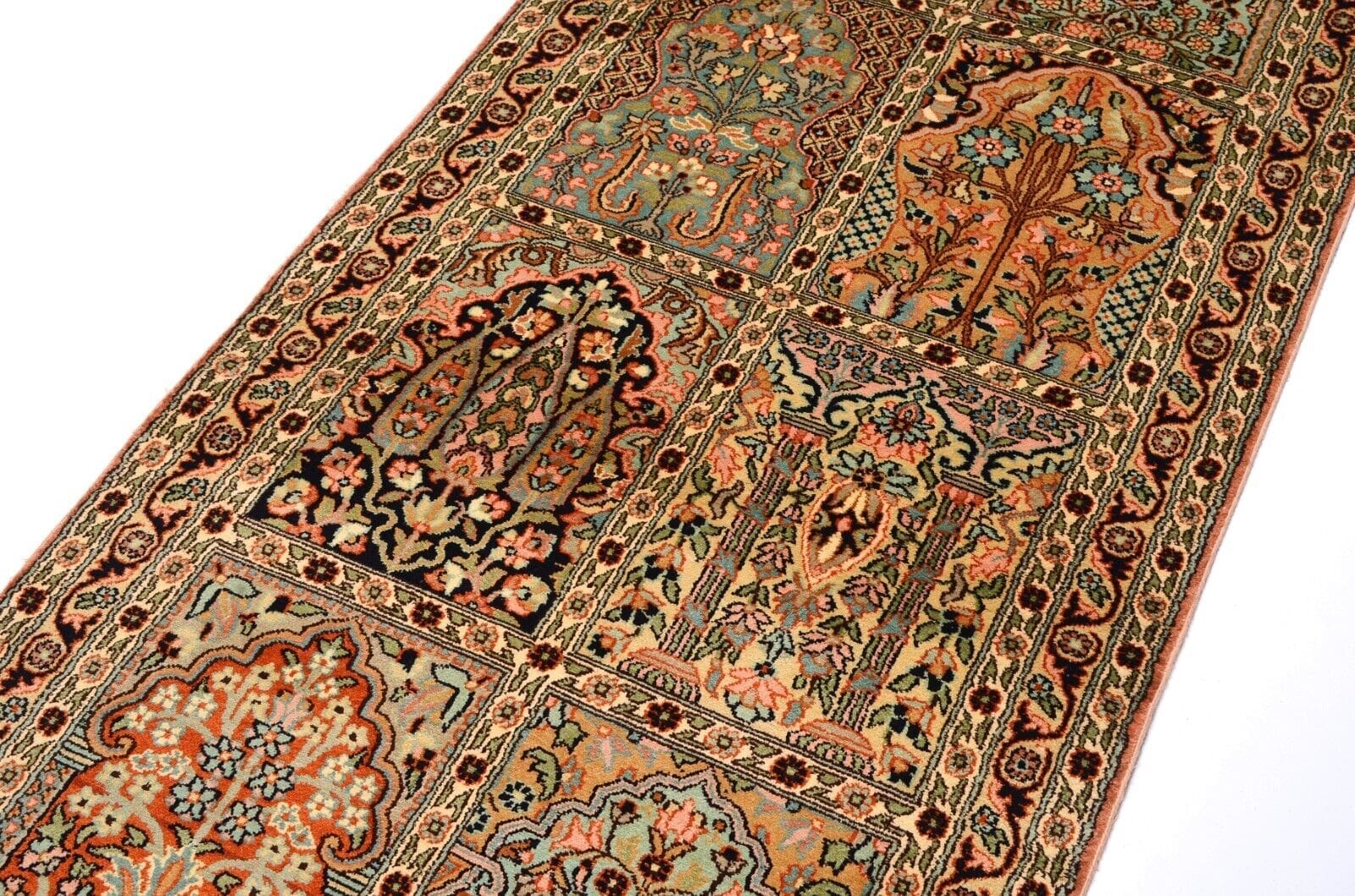 Orientteppich Kaschmir 210 x 76 cm Seide handgeknüpft
