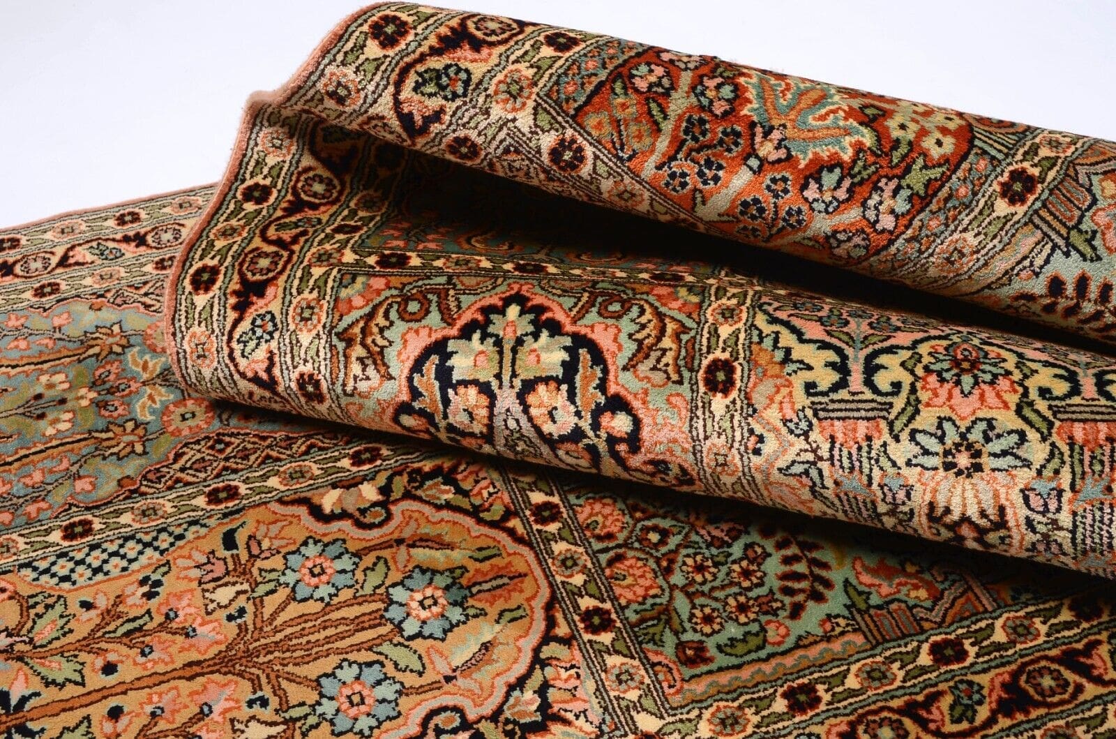 Orientteppich Kaschmir 210 x 76 cm Seide handgeknüpft