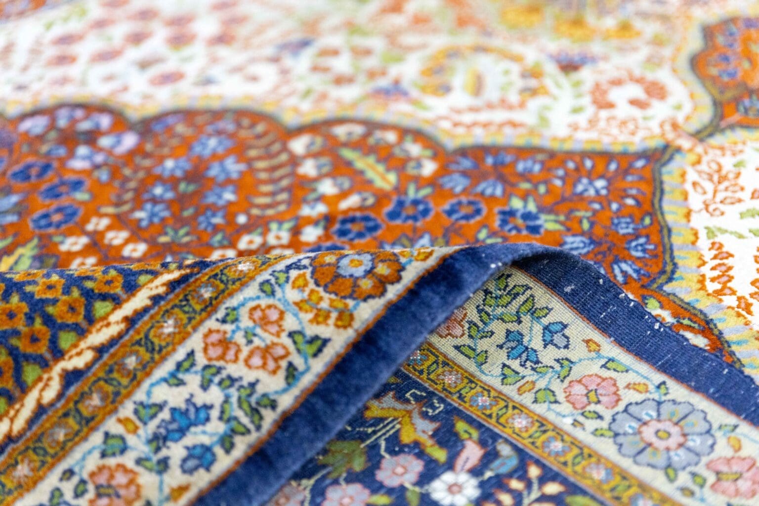 Orientteppich Kaschmir 280x173 cm Seide handgeknüpft (Verkauft)