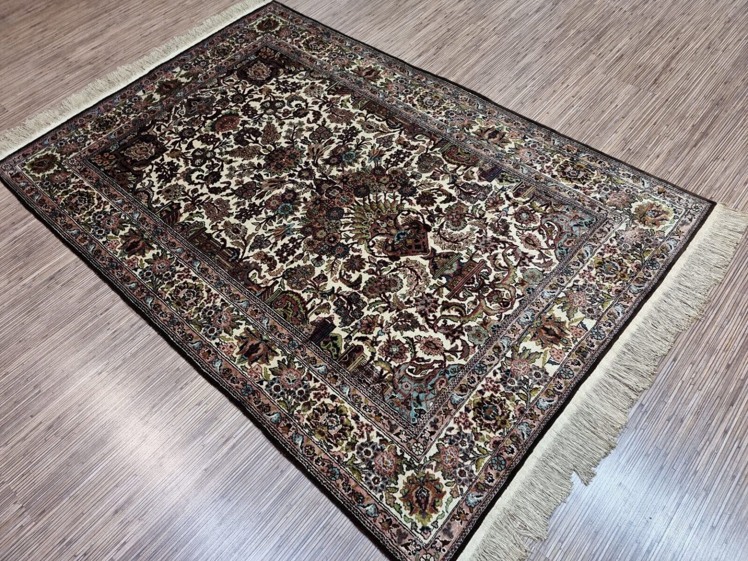 Orientteppich Kaschmir 186 x 125 cm Seide handgeknüpft