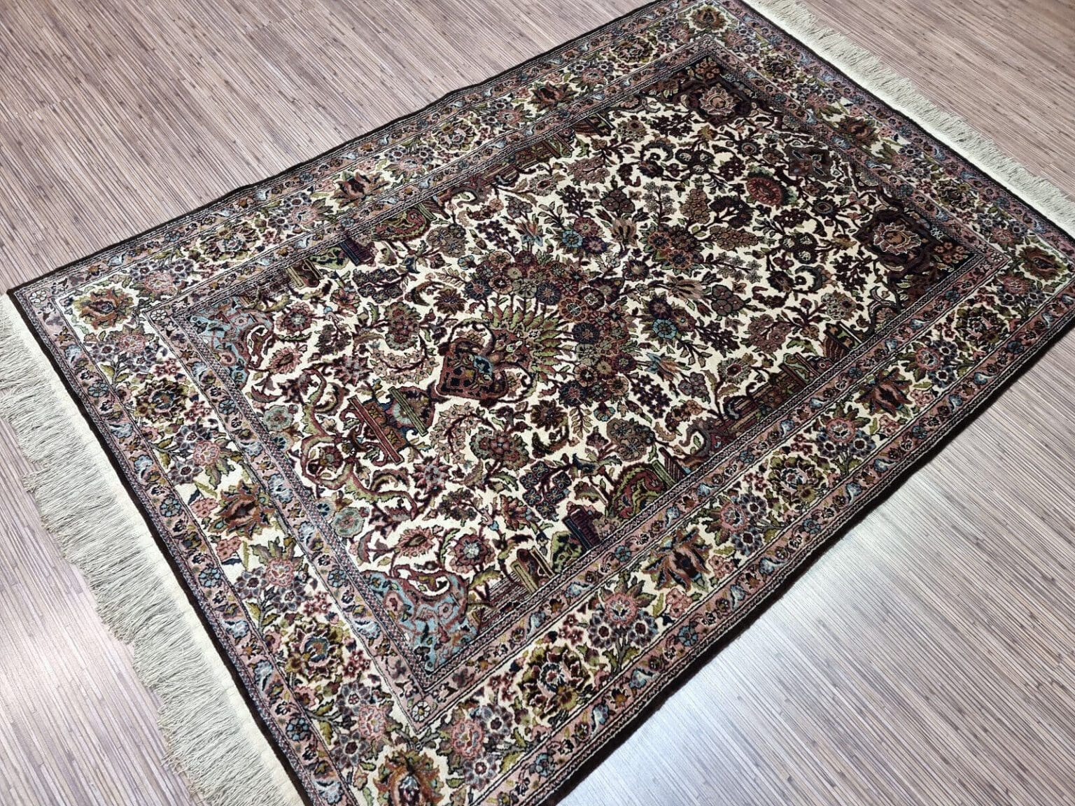 Orientteppich Kaschmir 186 x 125 cm Seide handgeknüpft