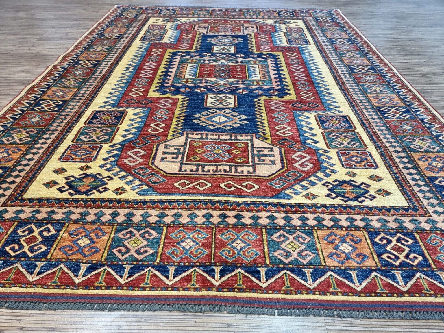 Orientteppich Kazak 239 x 179 cm Wolle handgeknüpft