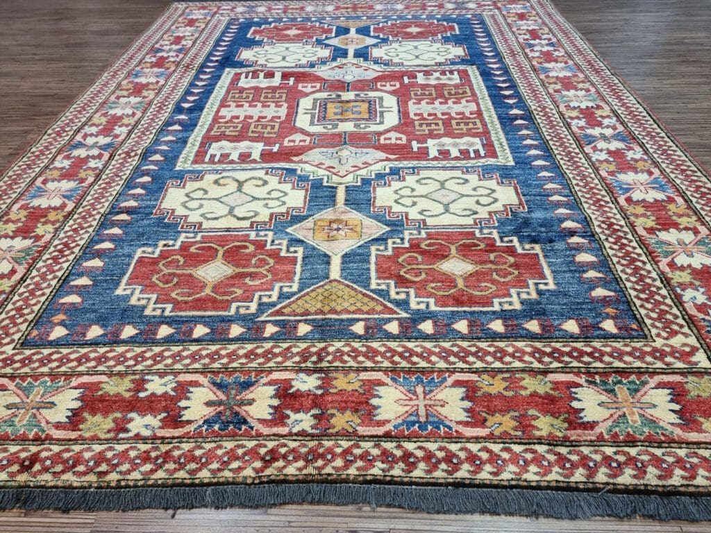 wunderschoner-original-pakistanischer-kazak-teppich-231x175-cm-1-3 Orientteppich Kazak 231 x 175 cm Wolle handgeknüpft